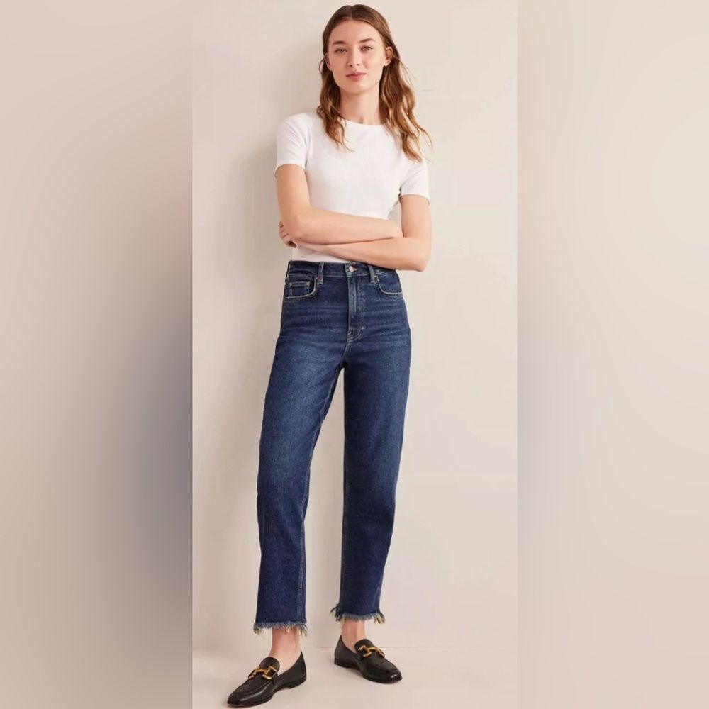 Boden High Rise Classic Slim Leg Jeans W/ Frayed Raw Hem Size W31 L28 EUC